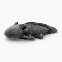 Schwarzes Axolotl Plüschtier realistisch - Weißer Hintergrund seitlich