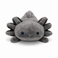 Schwarzes Axolotl Plüschtier realistisch - Weißer Hintergrund frontal