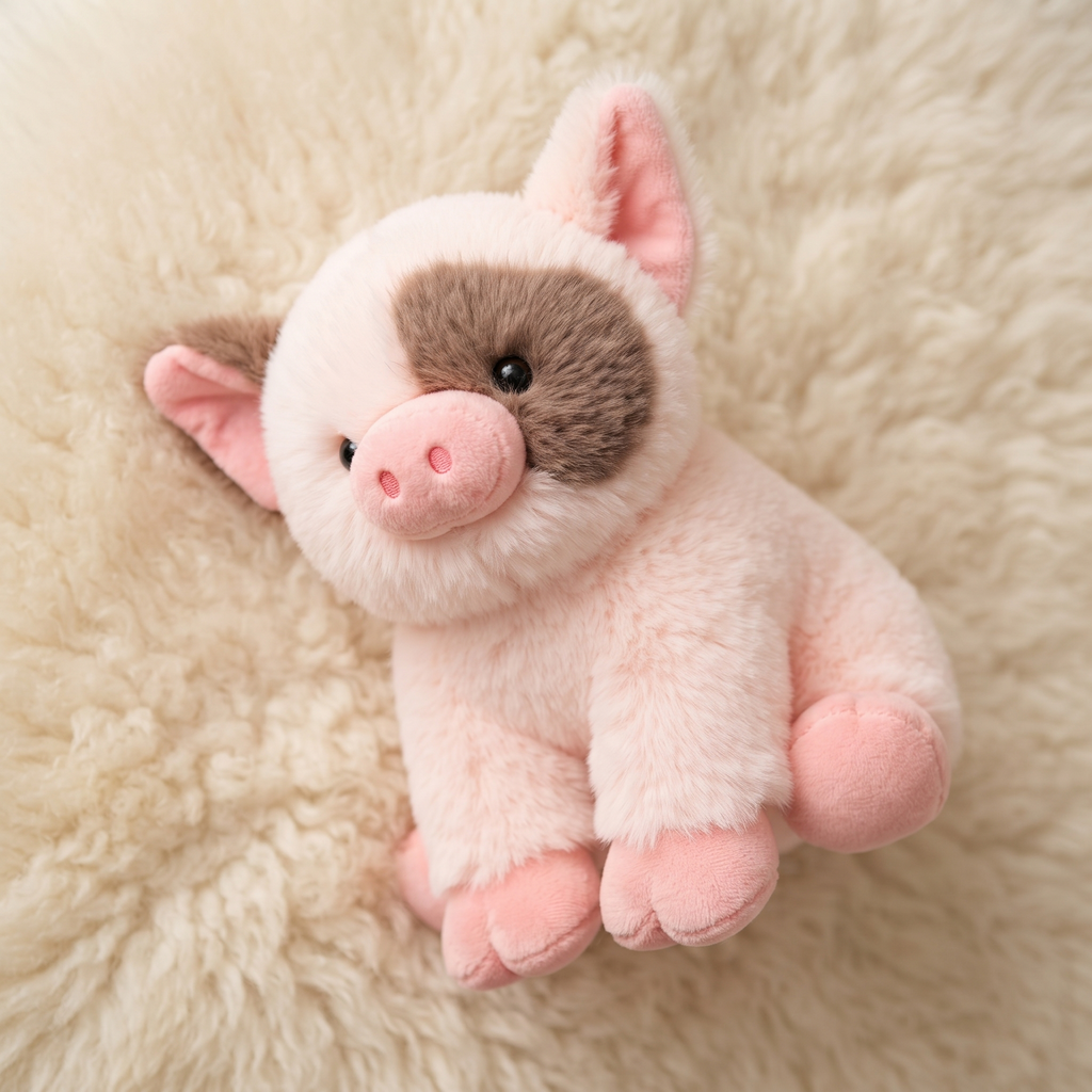 Rosa Schwein Kuscheltier - Detailansicht Material