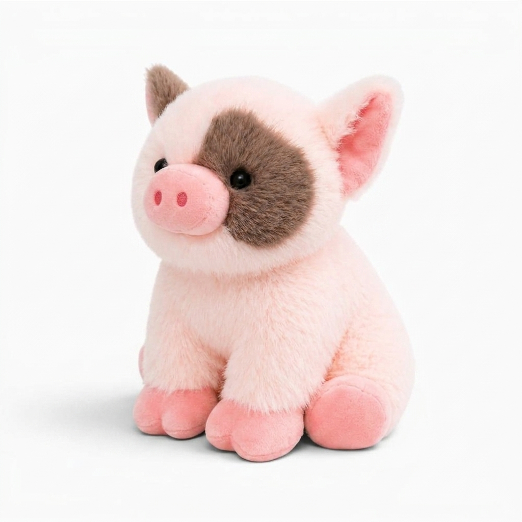 Rosa Schwein Kuscheltier - Weißer Hintergrund seitlich