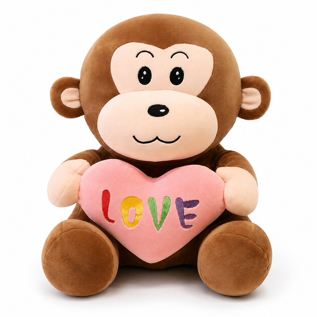 Affe Kuscheltier mit Love-Herz - Braun