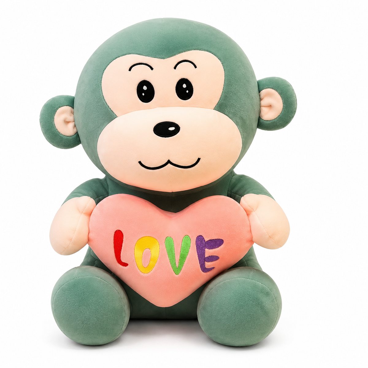 Affe Kuscheltier mit Love-Herz - Grün