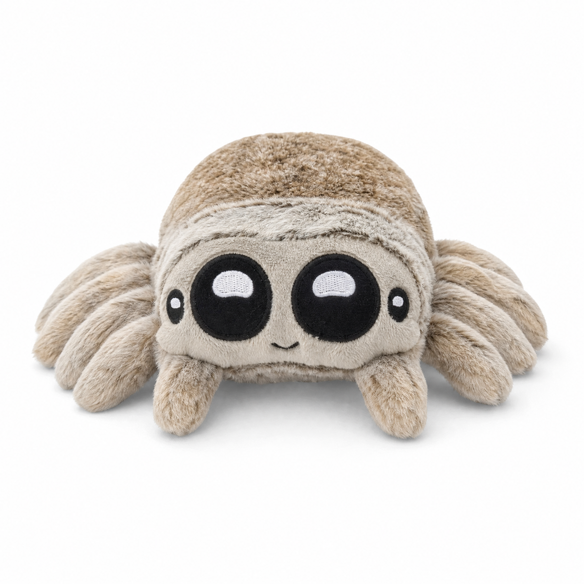 Spinne Kuscheltier niedliches Stofftier mit Kulleraugen - Weißer Hintergrund, Vorderansicht